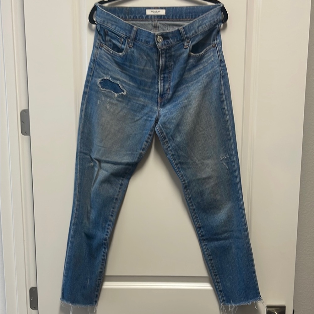 Moussy Blue Ankle Cropped Jeans Distressed